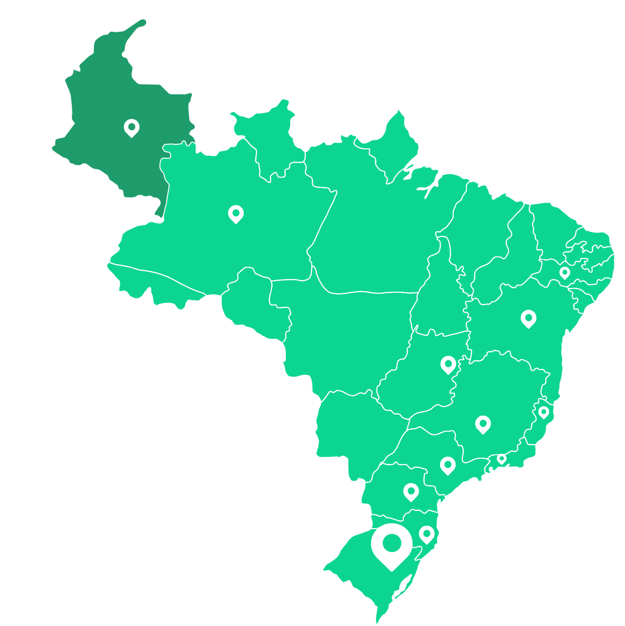 Estados em que o Bling está presente